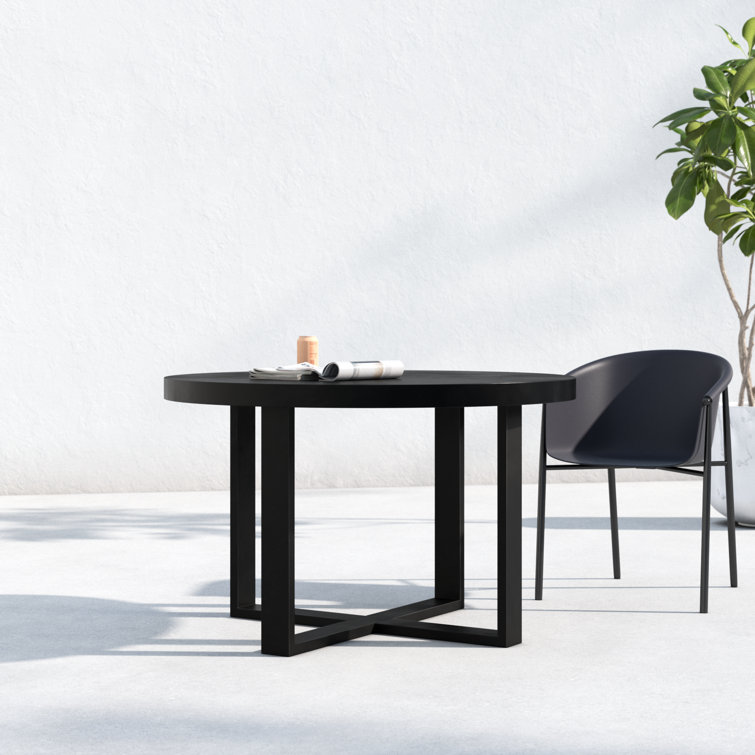 Maisara 47'' Black Stone and Steel Outdoor Dining Table