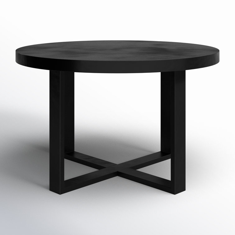 Maisara 47'' Black Stone and Steel Outdoor Dining Table