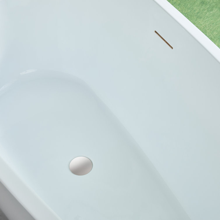 White Acrylic Freestanding Soaking Bathtub with Integrated Overflow