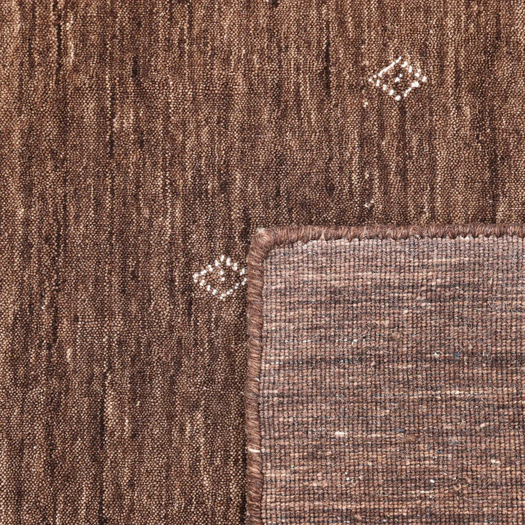 Hand-Knotted Brown Wool Geometric 10' x 14' Area Rug