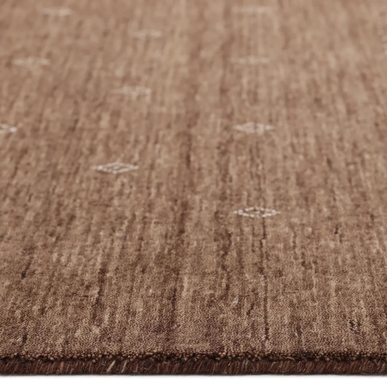 Hand-Knotted Brown Wool Geometric 10' x 14' Area Rug