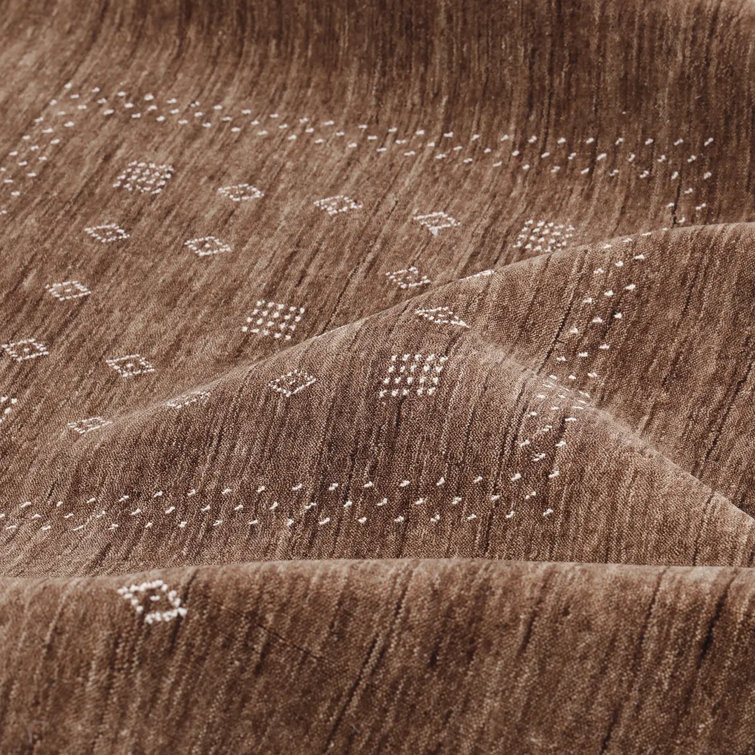 Hand-Knotted Brown Wool Geometric 10' x 14' Area Rug