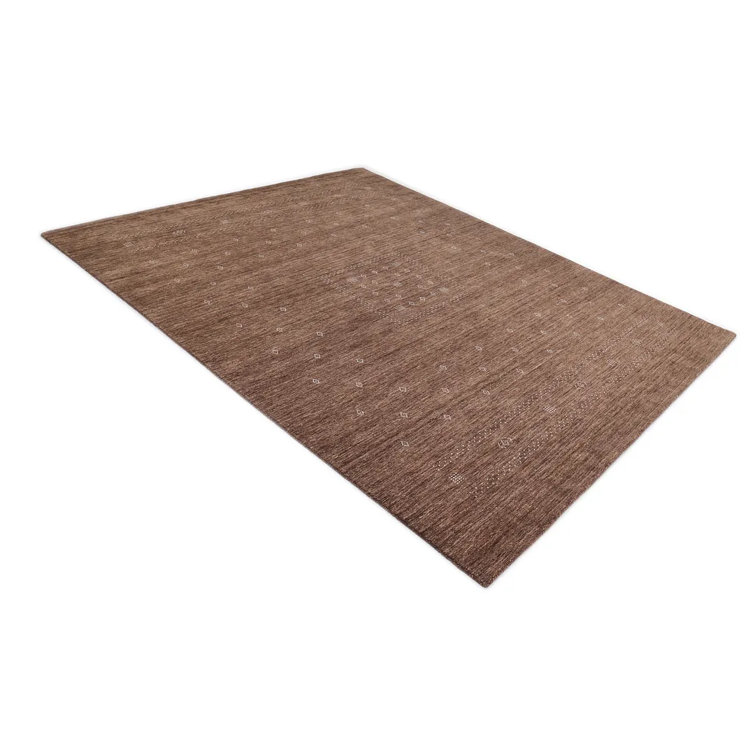 Hand-Knotted Brown Wool Geometric 10' x 14' Area Rug