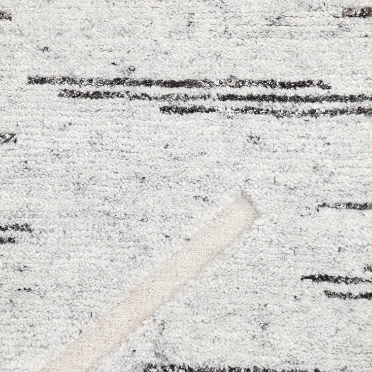 Light Gray Hand-Knotted Wool Rectangular Area Rug