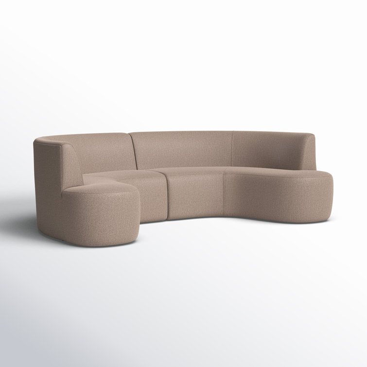 Taupe Performance Fabric Curved Dining Banquette Bench