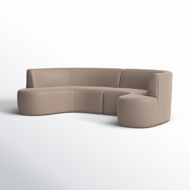 Taupe Performance Fabric Curved Dining Banquette Bench