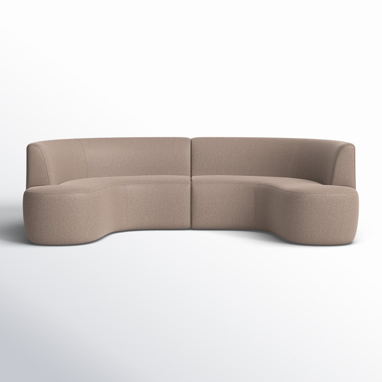 Taupe Performance Fabric Curved Dining Banquette Bench