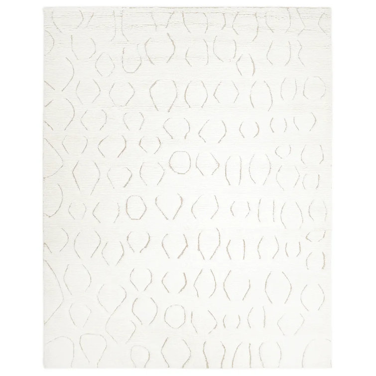Ivory Hand-knotted Wool Rectangular Area Rug 9' x 12'