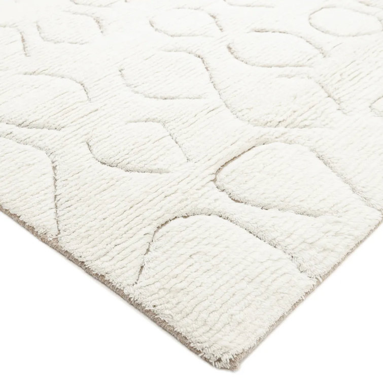 Ivory Hand-knotted Wool Rectangular Area Rug 9' x 12'