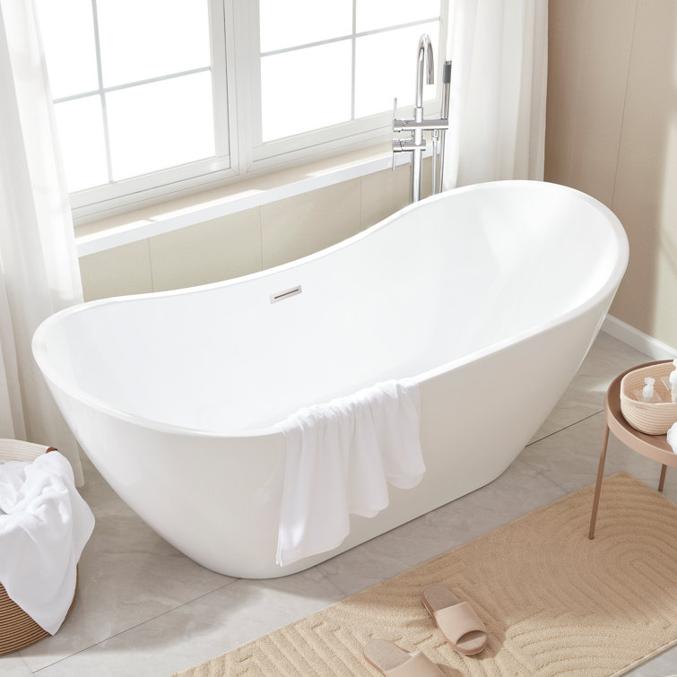 Ophelia 71" White Acrylic Freestanding Soaking Bathtub