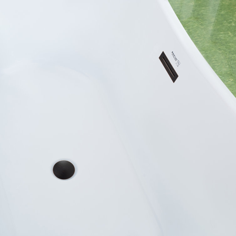 67'' White Acrylic Freestanding Soaking Bathtub with Oil Rubbed Bronze Trim