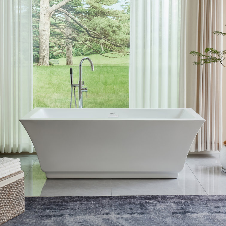 Orion 59'' Pure White Freestanding Acrylic Soaking Bathtub