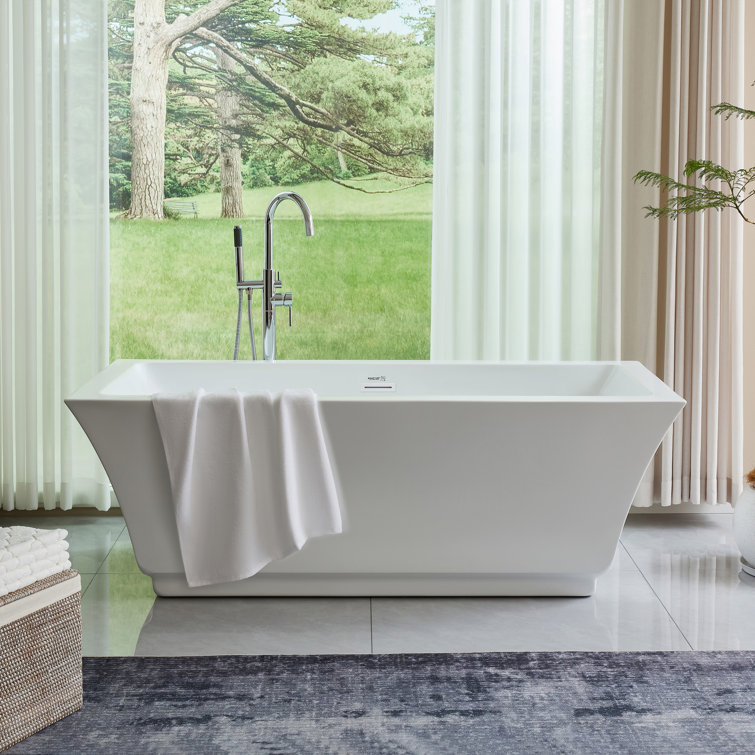 Orion 59'' Pure White Freestanding Acrylic Soaking Bathtub