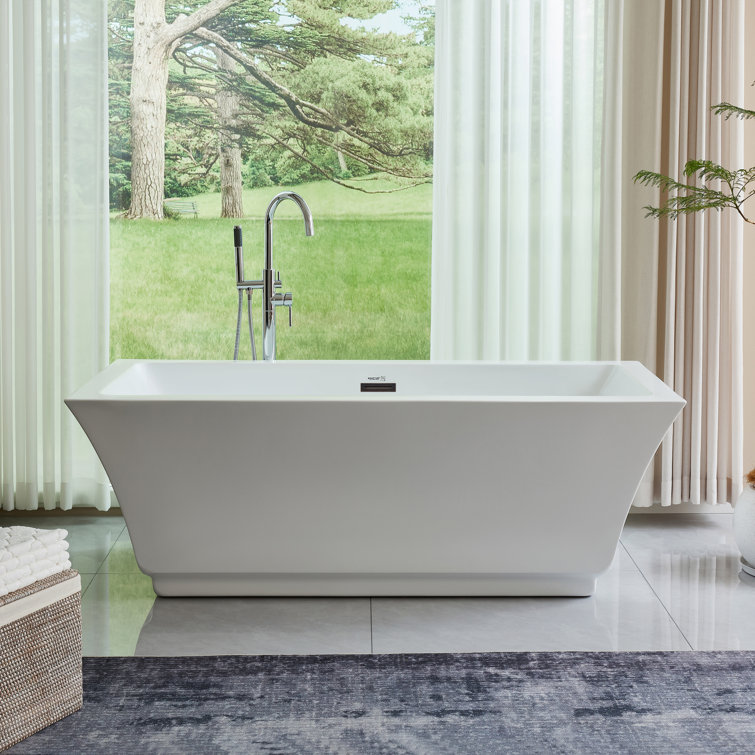 Orion 59'' White Acrylic Freestanding Soaking Bathtub