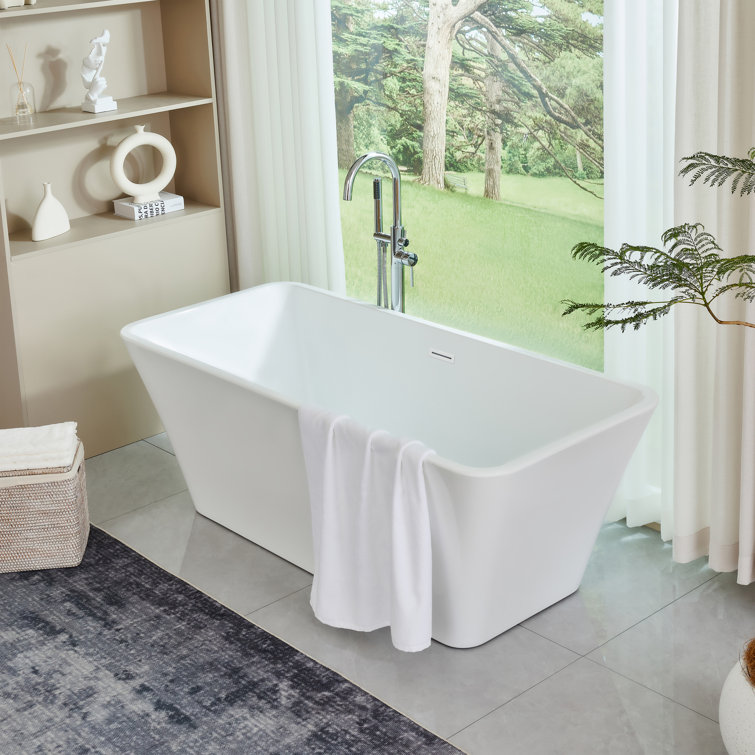 67'' Pure White Acrylic Freestanding Soaking Bathtub