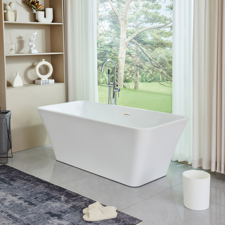 67'' White Acrylic Freestanding Soaking Bathtub