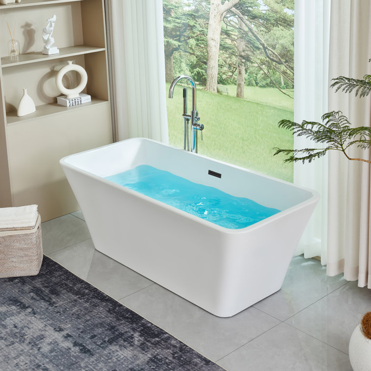 67'' White Acrylic Freestanding Soaking Bathtub