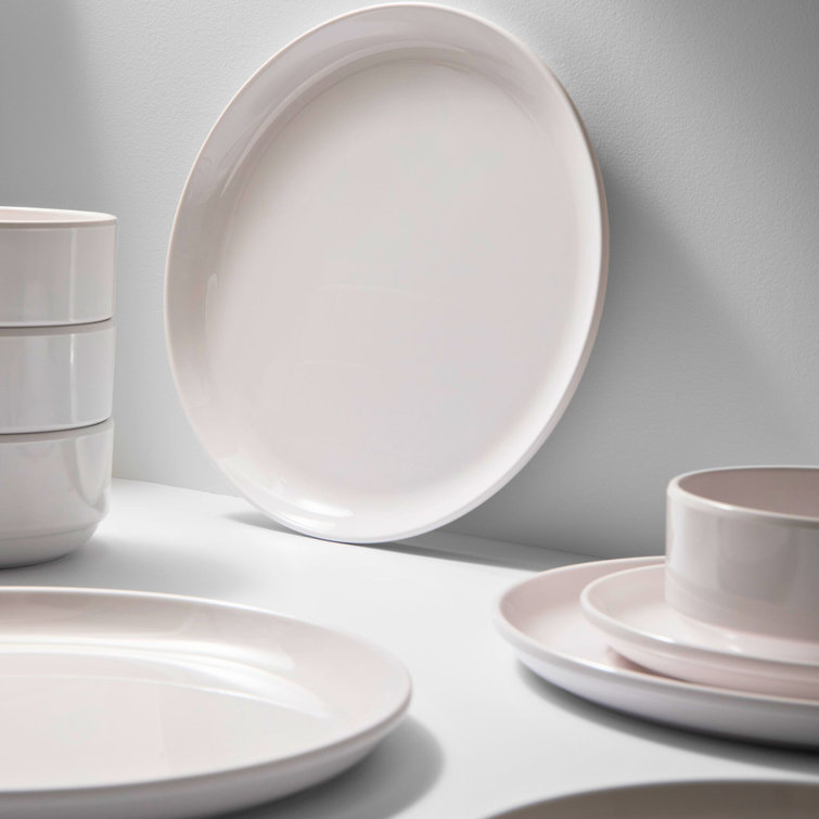 White Round Melamine Handcrafted Salad Plates Set of 4