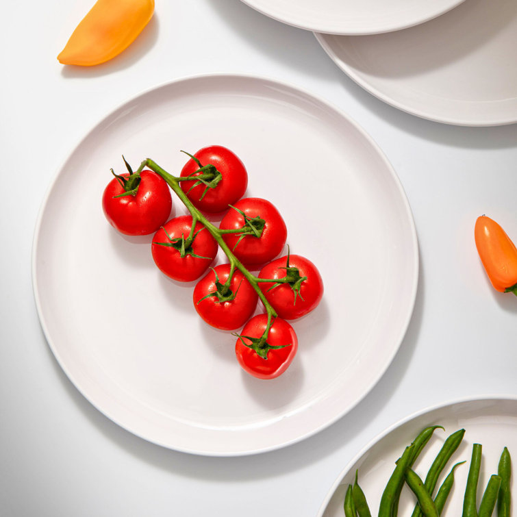 White Round Melamine Handcrafted Salad Plates Set of 4