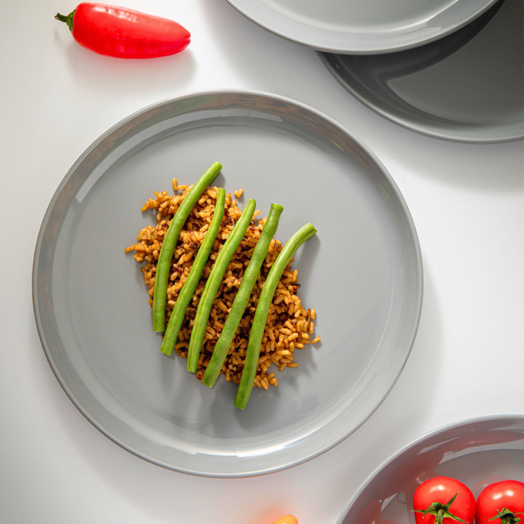Gray Handcrafted Melamine Stacking Salad Plates Set