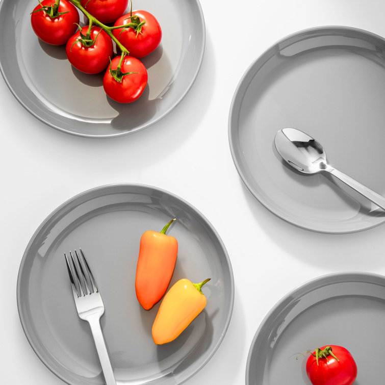 Gray Handcrafted Melamine Stacking Salad Plates Set