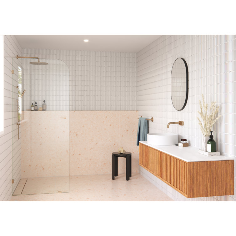 Brushed Bronze Frameless Glass Shower Panel with Brass Hardware