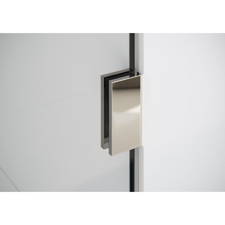 Maven Polished Nickel Frameless Arched Fluted Glass Shower Panel