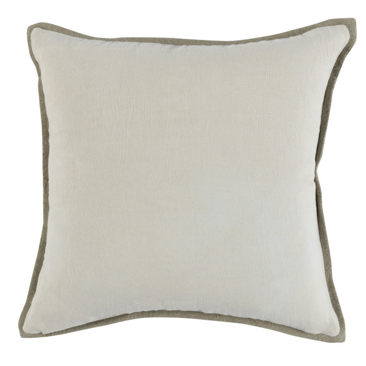 Jay Blue and Beige Cotton Blend 20'' Throw Pillow