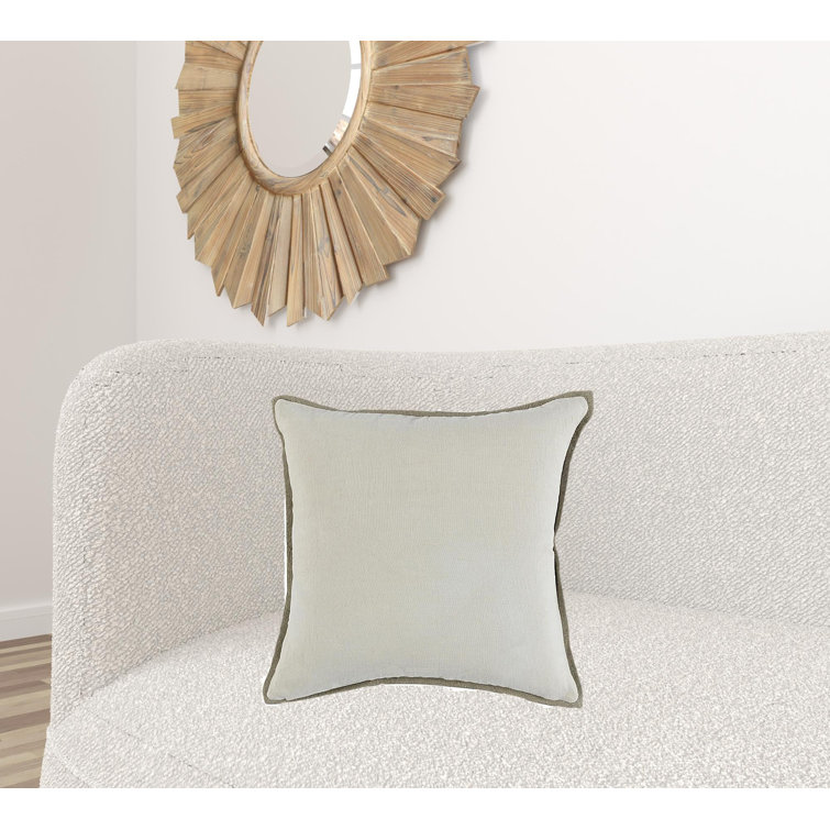 Jay Blue and Beige Cotton Blend 20'' Throw Pillow