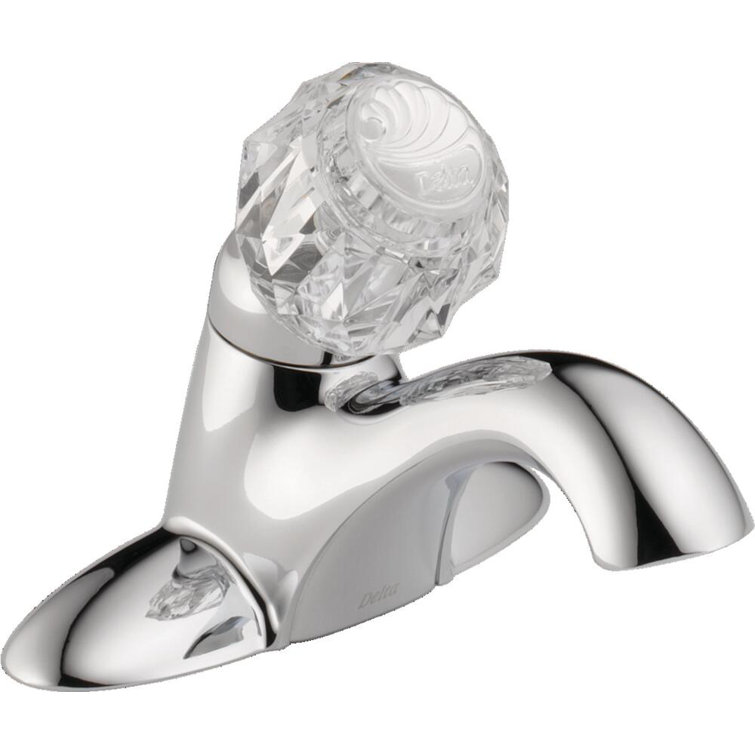 Modern Chrome Centerset Bathroom Faucet with Acrylic Handle