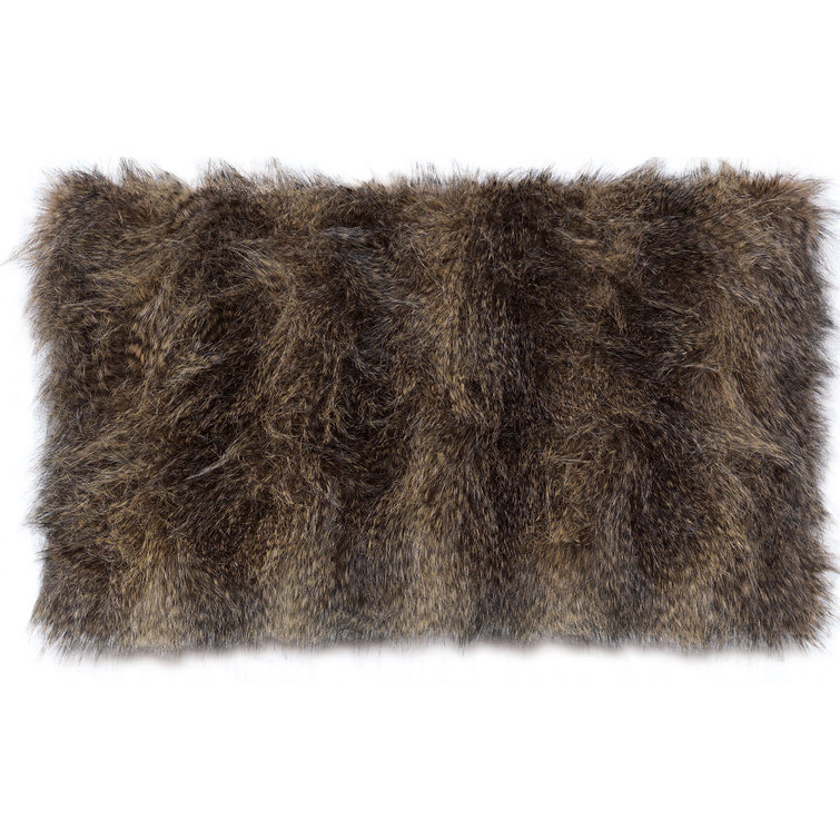 Naya Mogli Faux Fur Animal Print Rectangular Lumbar Pillow
