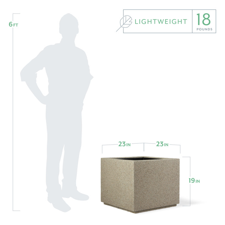 Sandstone Granite Square Polymer Outdoor Planter Box