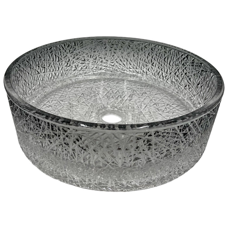 Stadium 14" Black Gradient Glass Circular Bathroom Vessel Sink