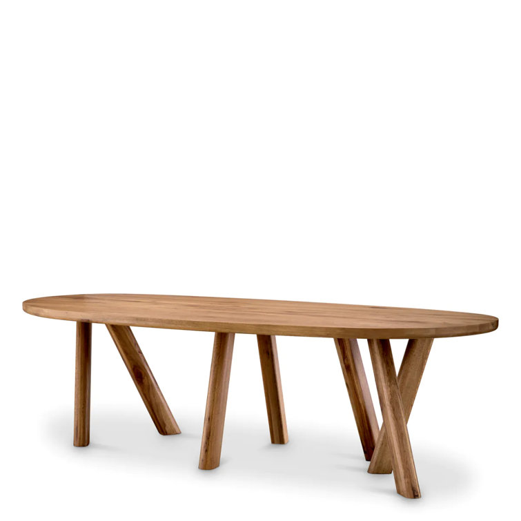 Oval Oak Wood Dining Table with Artistic Legs
