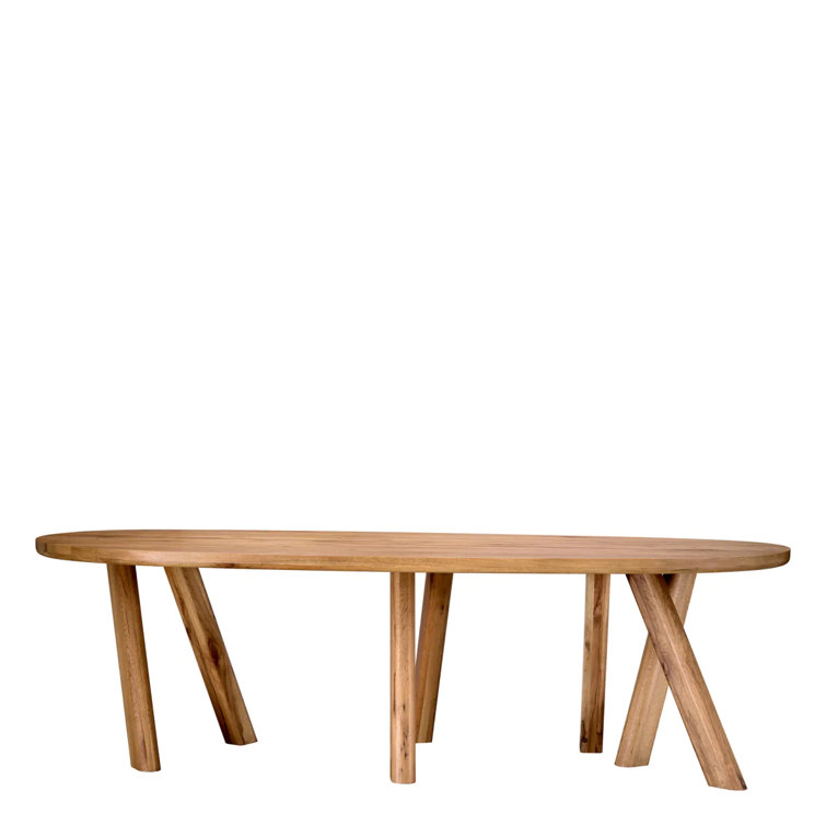 Oval Oak Wood Dining Table with Artistic Legs