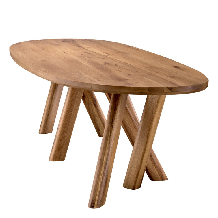 Oval Oak Wood Dining Table with Artistic Legs