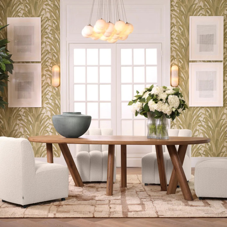 Oval Oak Wood Dining Table with Artistic Legs