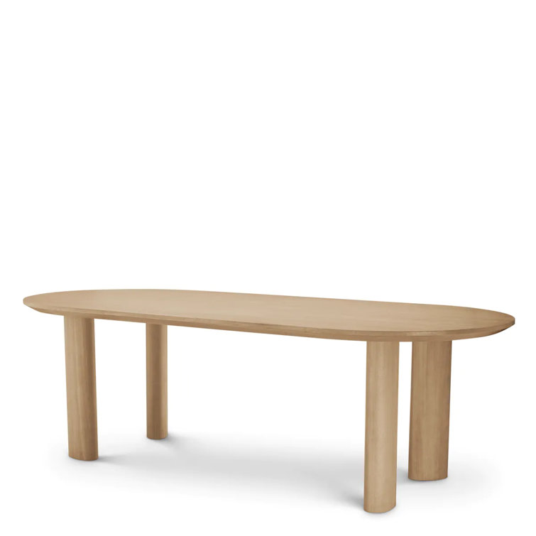 Natural Oak Asymmetrical Leg Dining Table