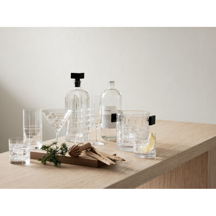 Handmade Geometric Clear Glass Highball Set of 4