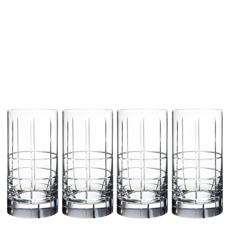 Handmade Geometric Clear Glass Highball Set of 4
