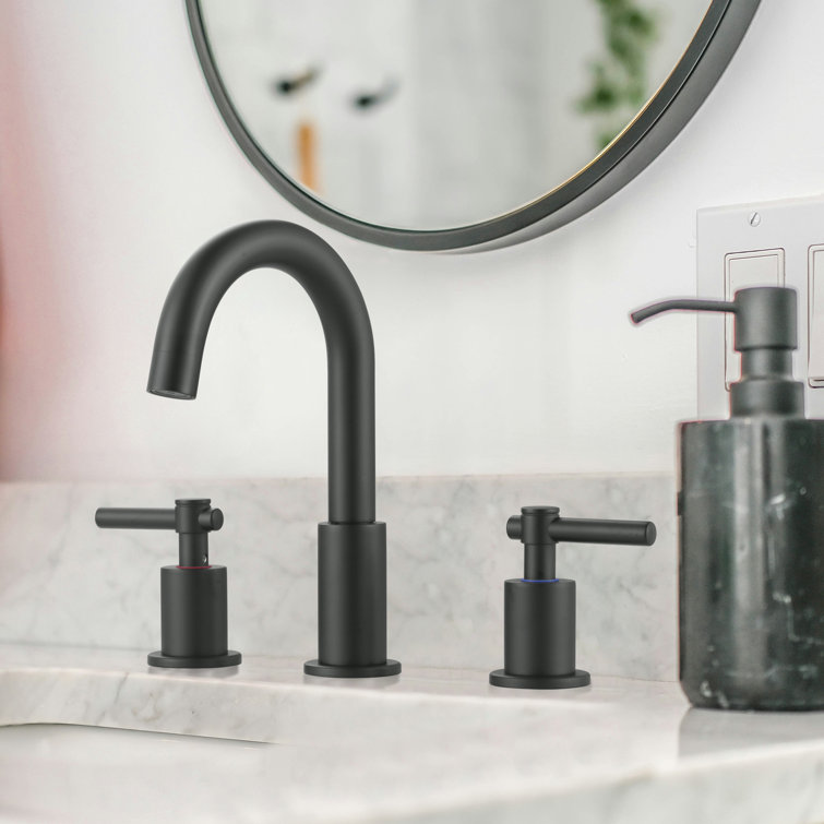 Matte Black Brass 8-inch Widespread Bathroom Faucet