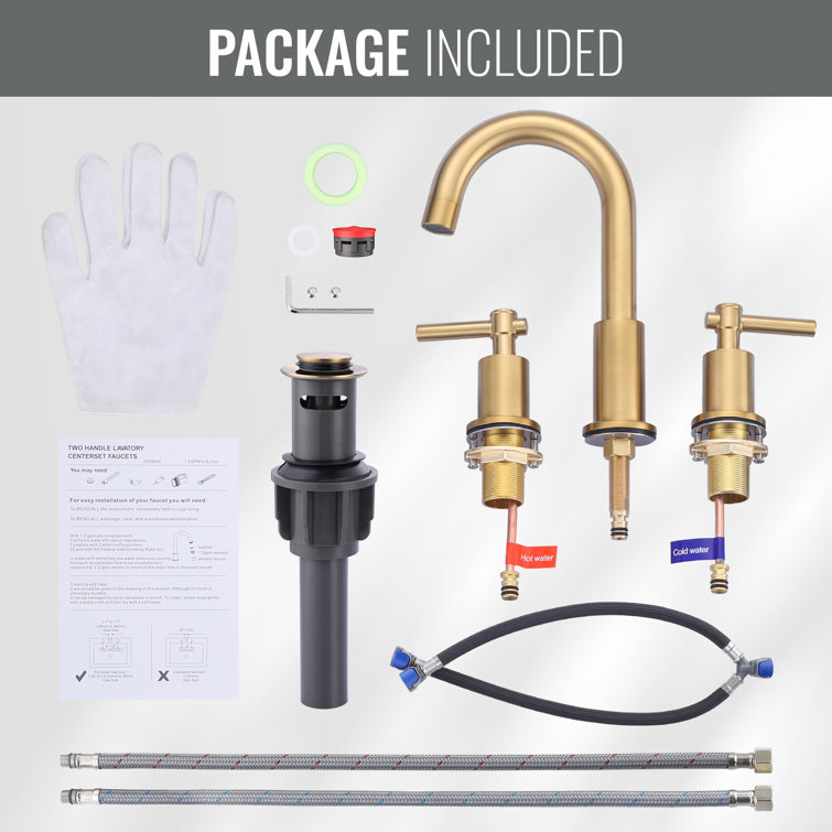 Brushed Gold Stainless Steel Double Handle Widespread Bathroom Faucet