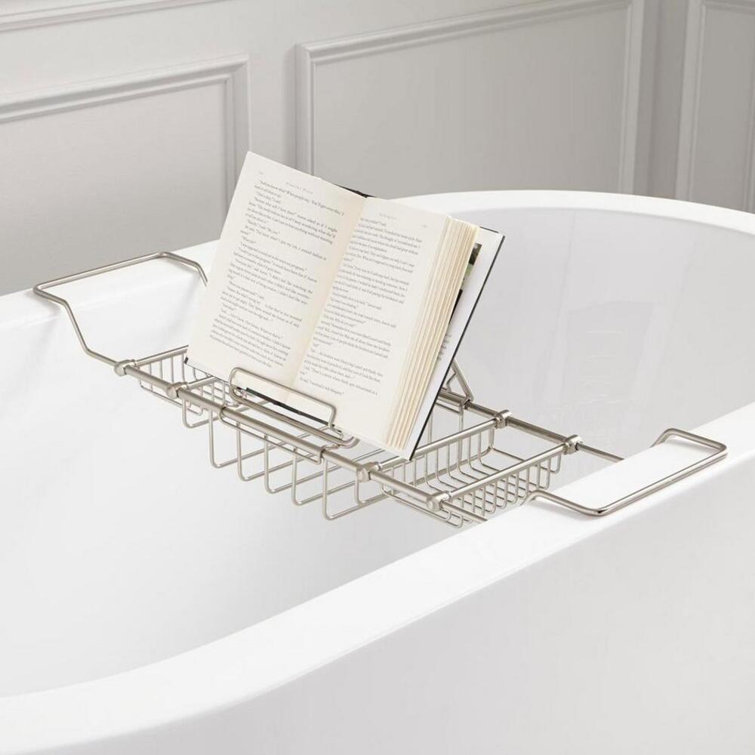 Adjustable Chrome Freestanding Metal Bathtub Caddy
