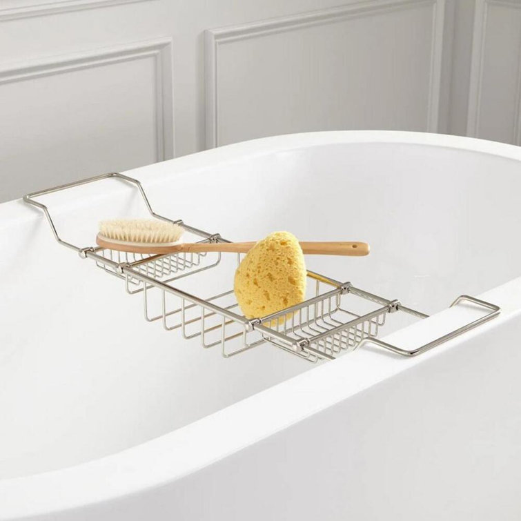 Adjustable Chrome Freestanding Metal Bathtub Caddy