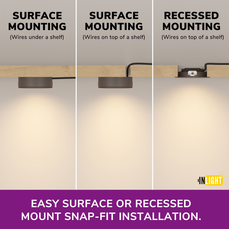 Brushed Nickel Swivel Dimmable LED Puck Lights Kit