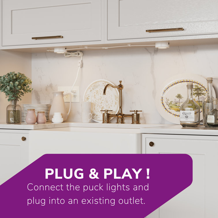 Brushed Nickel Swivel Dimmable LED Puck Lights Kit