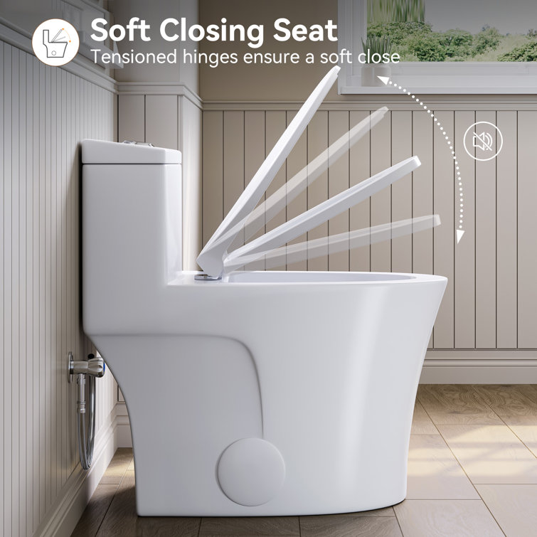 Matte White Elongated Dual Flush One-Piece Toilet