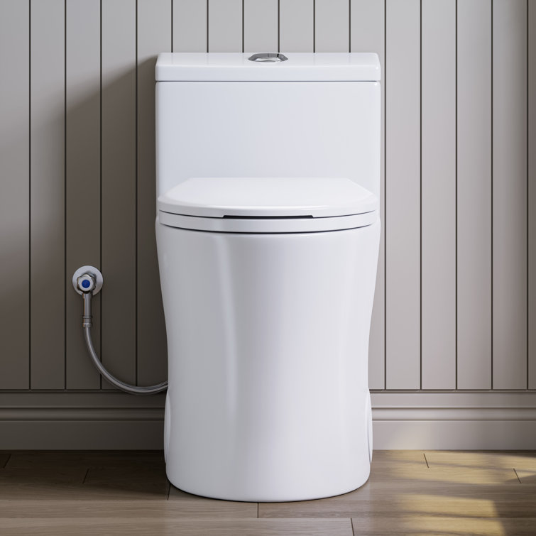 Matte White Elongated Dual Flush One-Piece Toilet