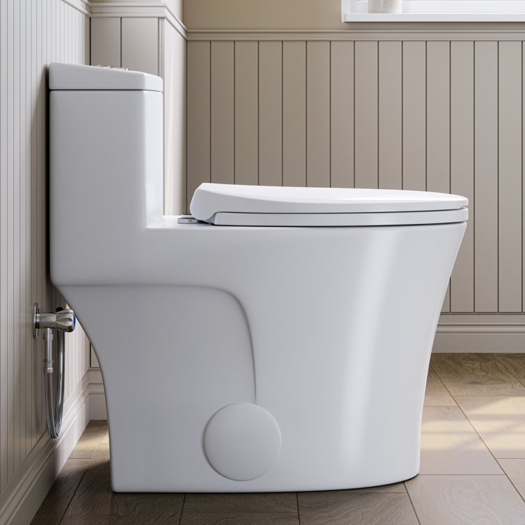 Matte White Elongated Dual Flush One-Piece Toilet