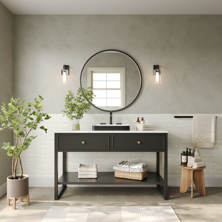 DeerValley Ally 19'' x 12'' Drop-In Bathroom Sink Semi-Recessed Vessel Sink Rectangular Above Counter Basin